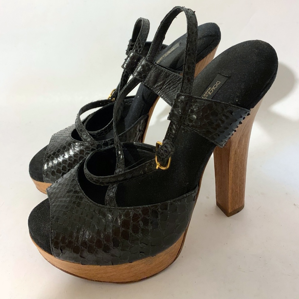 Dolce & Gabbana Black Python Heels Size 6.5